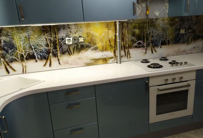Стеновая панель фото: зимний пейзаж, заказ #ИНУТ-3540, Серая кухня. Изображение 246160