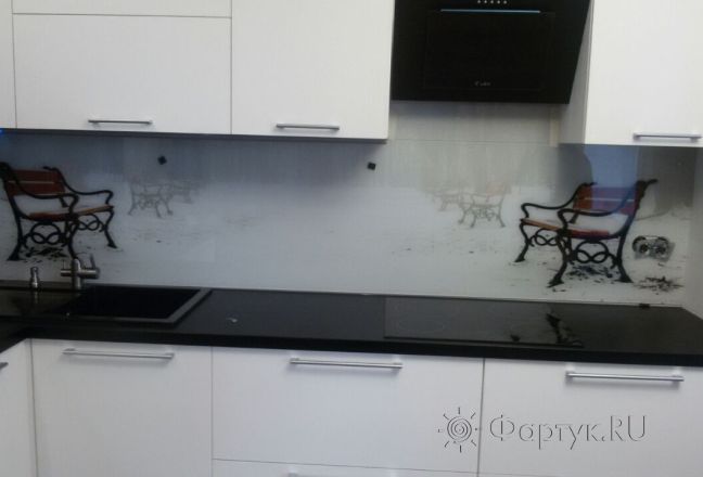 Фартук для кухни фото: зимняя прогулка, заказ #ГМУТ-662, Белая кухня. Изображение 110976