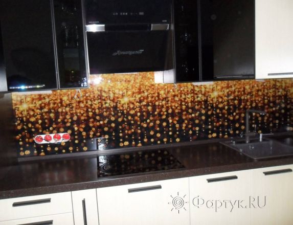 Скинали для кухни фото: золотая россыпь, заказ #S-1433, Желтая кухня.