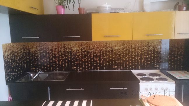 Скинали для кухни фото: золотые бусины, заказ #УТ-914, Желтая кухня.