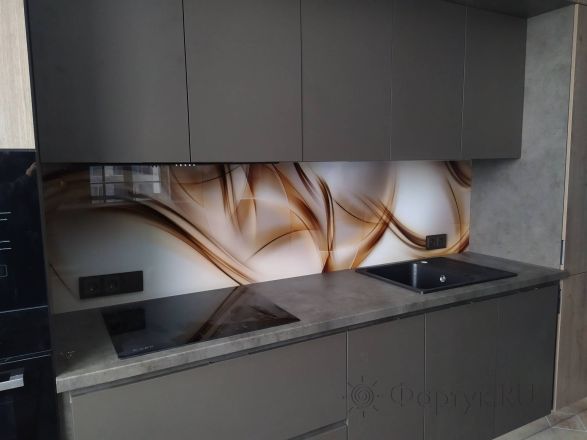 Стеновая панель фото: золотые волны, заказ #ИНУТ-11231, Серая кухня.
