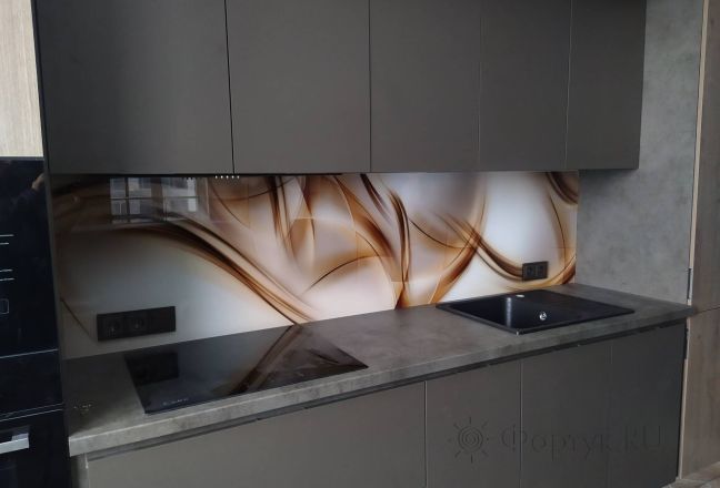 Стеновая панель фото: золотые волны, заказ #ИНУТ-11231, Серая кухня. Изображение 300504