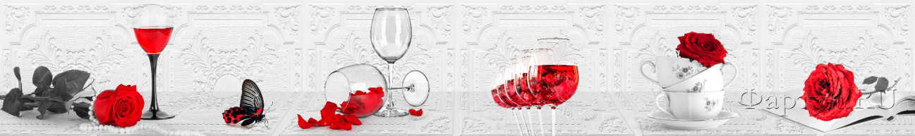 Скинали — Красные розы и вино на белом фоне