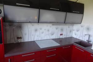 Скинали фото: рисованные одуванчики , заказ #S-493, Красная кухня.