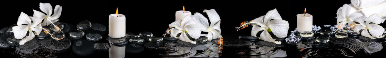 Скинали — Белые цветы и свечи на камнях
