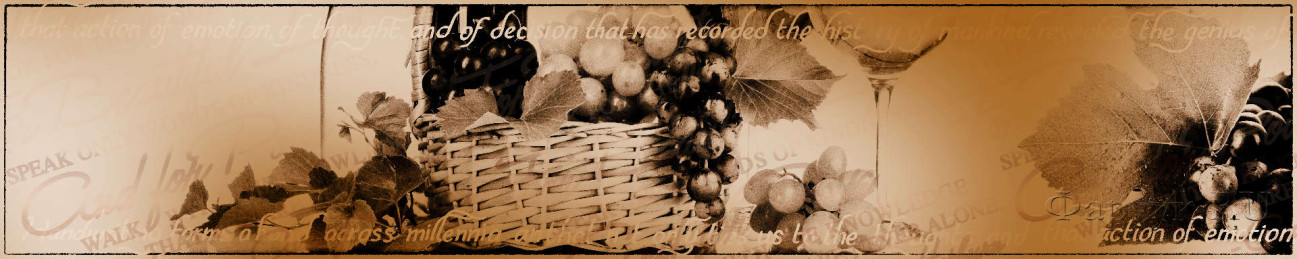 Скинали — Коллаж вино и виноград в корзине