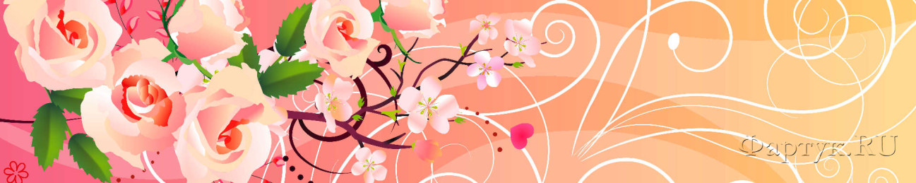 Скинали — Розовые цветы и вензеля 