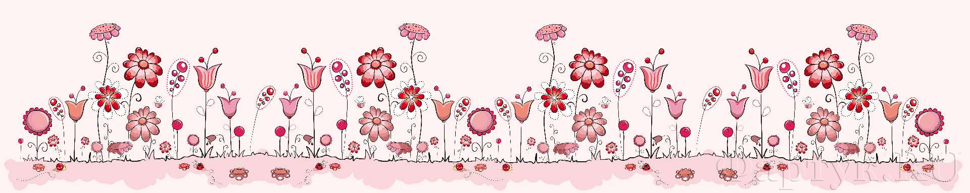 Нарисованные розовые цветы