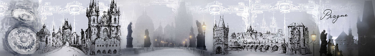 Скинали — панорама Праги-коллаж с иллюстрациями