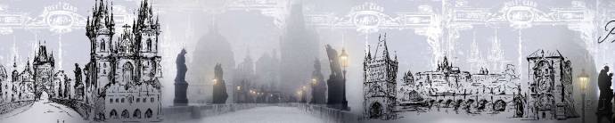 Скинали — панорама Праги-коллаж с иллюстрациями