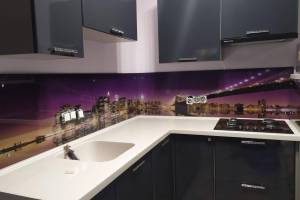 Стеновая панель фото: нью-йорк , заказ #ИНУТ-4776, Серая кухня.