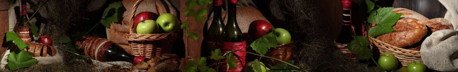 Скинали — Плетеные корзины с яблоками и вино 