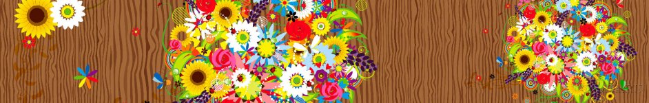 Скинали — Букеты из ярких цветов на деревянном фоне
