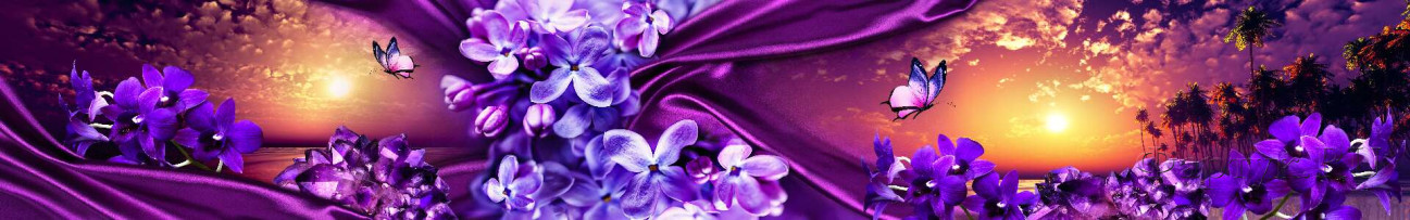 Скинали — Фиолетовый коллаж с цветами и морем