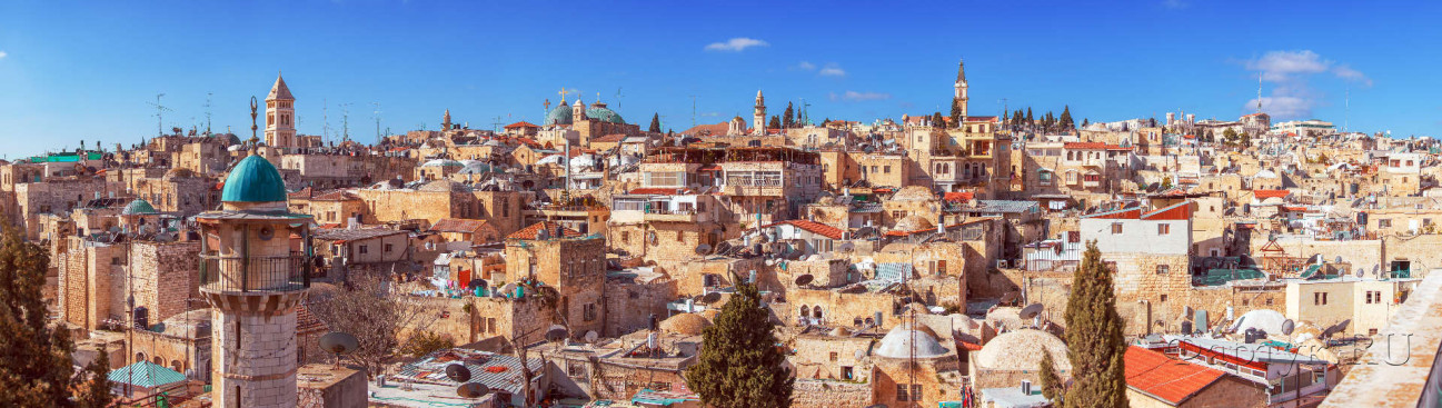 Скинали — Панорама Иерусалима Старый город с церковью Гроба Господня