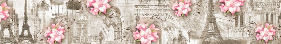 Скинали — Розовые цветы на фоне иллюстраций городов