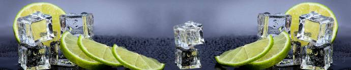 Скинали — Дольки лайма с кубиками льда на черном фоне 