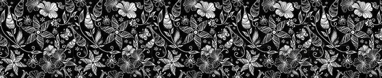 Скинали — Черный фон с белым цветочным рисунком