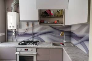 Фартук фото: абстракция фиолетовые волны , заказ #ИНУТ-11154, Фиолетовая кухня.