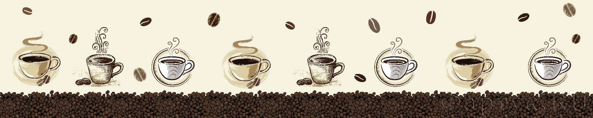 Кофе, зерна и чашки