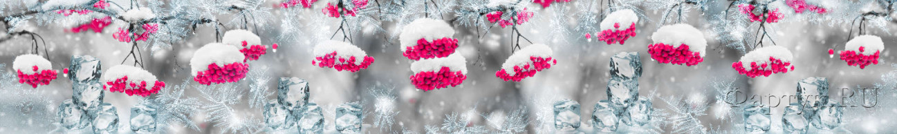 Скинали — Веточки красной ягоды под снегом и кубики льда 