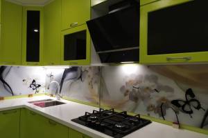 Скинали для кухни фото: бабочки, заказ #ИНУТ-6185, Зеленая кухня.