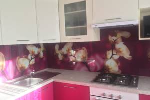 Фартук фото: орхидеи, заказ #КРУТ-979, Фиолетовая кухня.