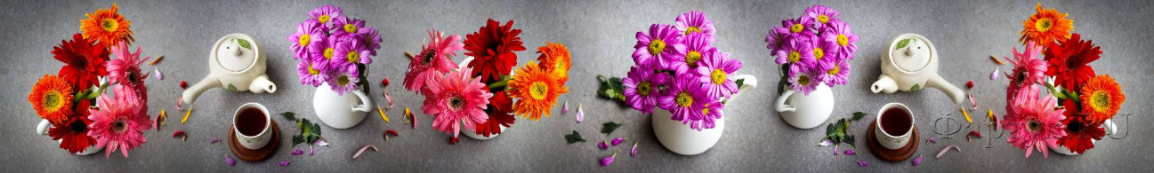 Скинали — Яркие цветы и чашки с чаем