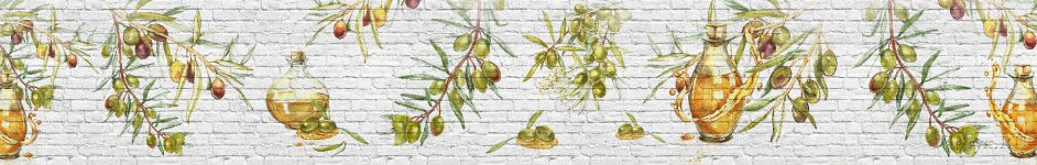 Скинали — Бутылки оливкового масла и оливки на кирпичной стене