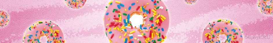 Скинали — Сладкие пончики на розовом фоне с глазурью и цветной посыпкой