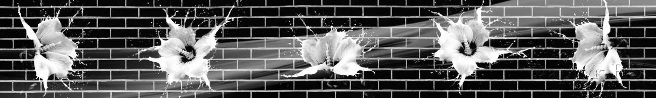 Скинали — Белые цветы на фоне черного кирпича 