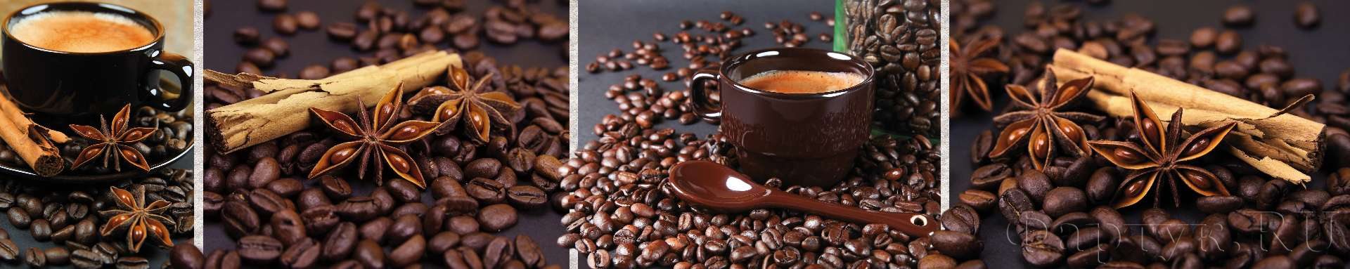 Чашки кофе и рассыпанные зерна