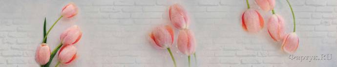 Скинали — Нежные тюльпаны на фоне белой кирпичной кладки