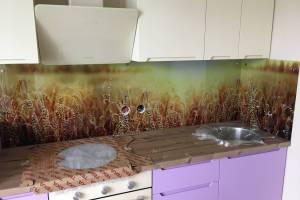 Фартук фото: пшеничное поле, заказ #КРУТ-2282, Фиолетовая кухня.