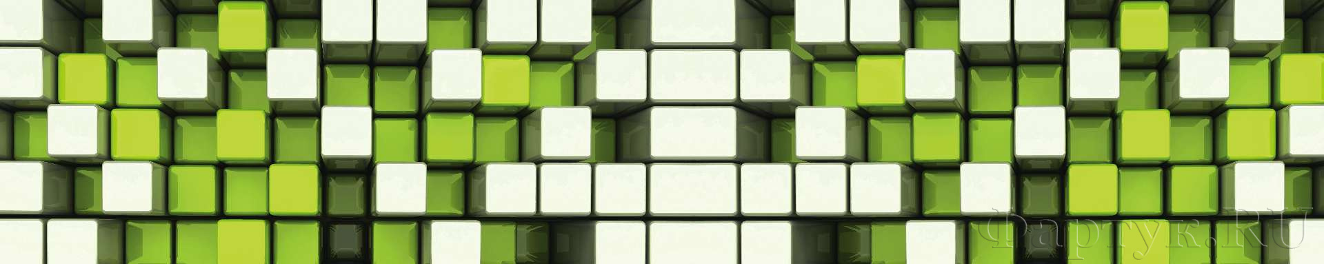Объемные белые и зеленые кубики