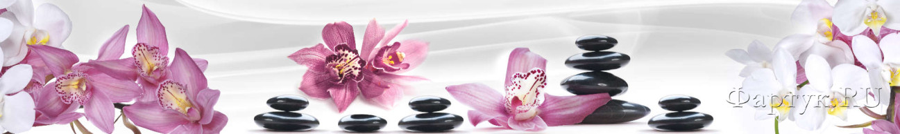 Скинали — Розовые лилии, белые орхидеи и черные камни 