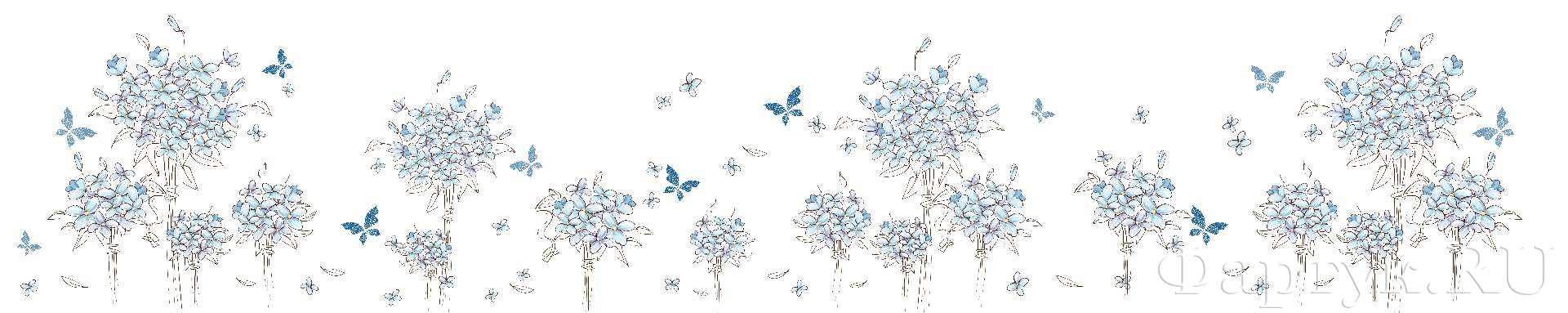 Голубые букеты цветов с бабочками
