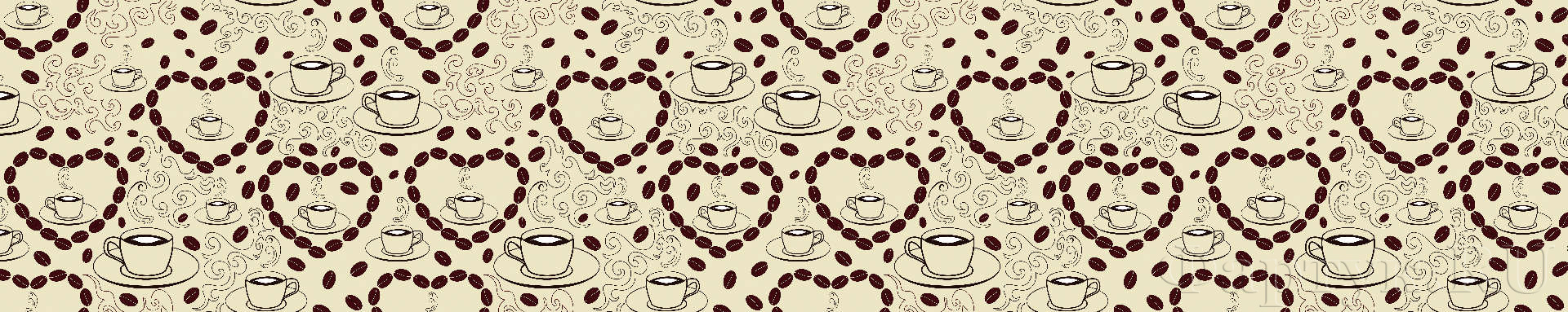 Рисованные чашки кофе, сердечки из кофейных зерен