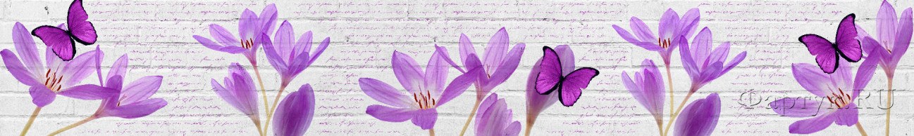 Скинали — Цветы и бабочки на фоне кирпичной кладки 