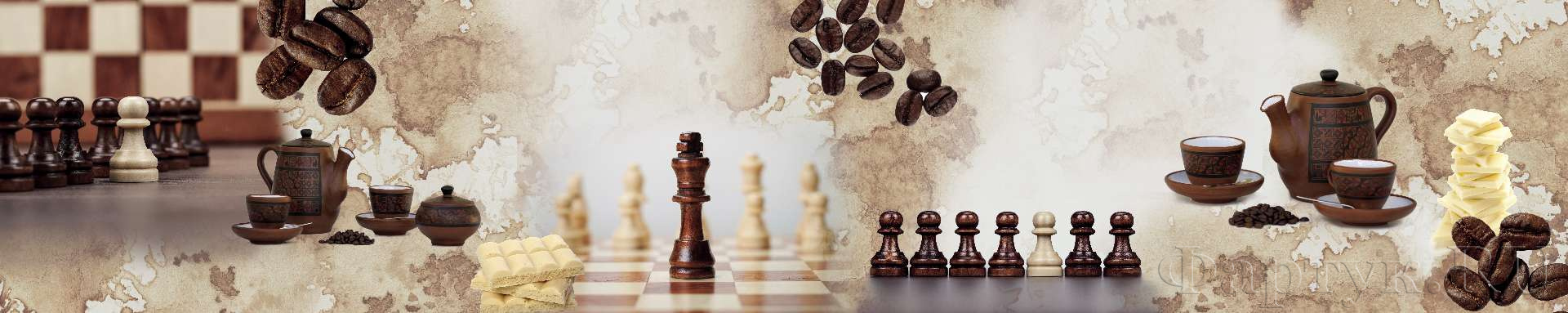 Коллаж кофе шахматы