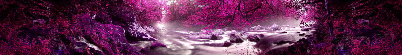 Скинали — Горная река с розовом цвете