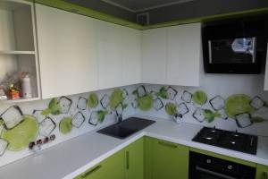 Скинали для кухни фото: лед и лаймы , заказ #S-429, Зеленая кухня.