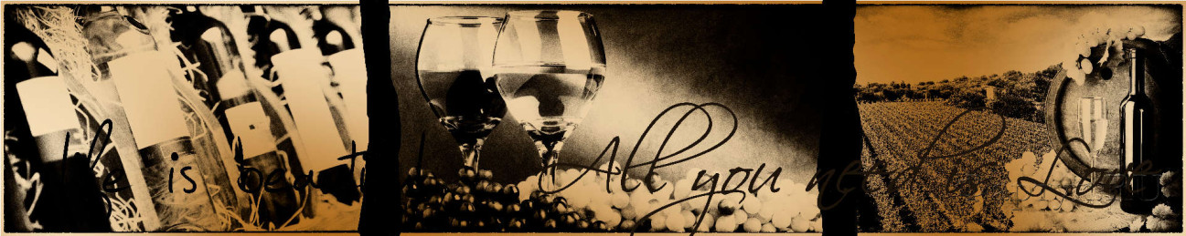 Скинали — Коллаж: винное поле, вино и виноград