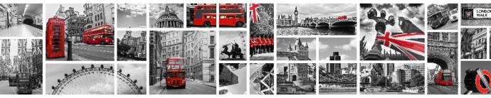 Скинали — Коллаж Черно-белый Лондон с красным добавлением