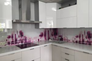 Фартук для кухни фото: абстрактный геометрический узор, заказ #ИНУТ-12385, Белая кухня.