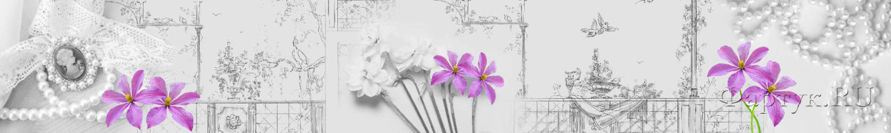 Скинали — Сиреневые цветы на белом фоне