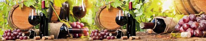 Скинали — Красное вино и виноград на фоне винных бочек