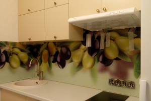 Скинали для кухни фото: коллаж из оливок, заказ #ИНУТ-166, Желтая кухня.
