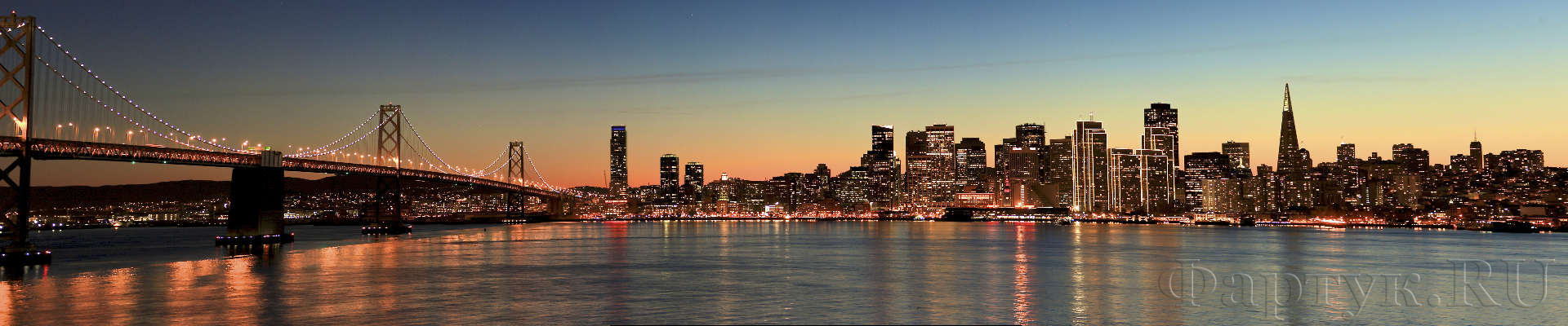 Вечерняя панорама моста, Сан-Франциско
