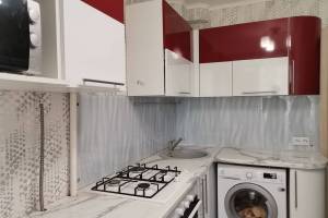 Скинали фото: серый абстрактный узор, заказ #ИНУТ-9886, Красная кухня.